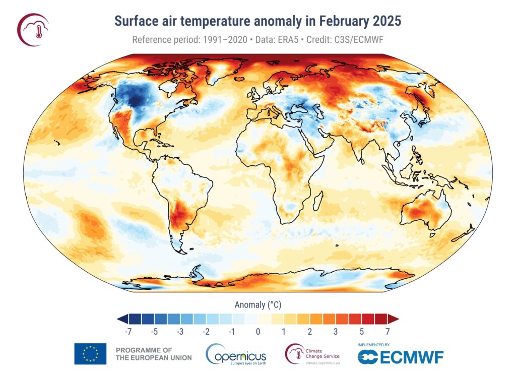 copernicus febbraio 2025 clima