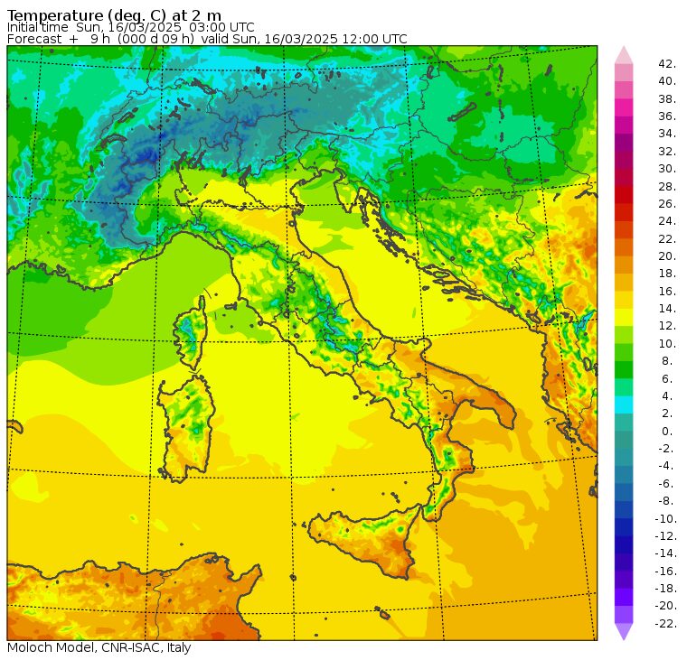 temperature massime 16 marzo