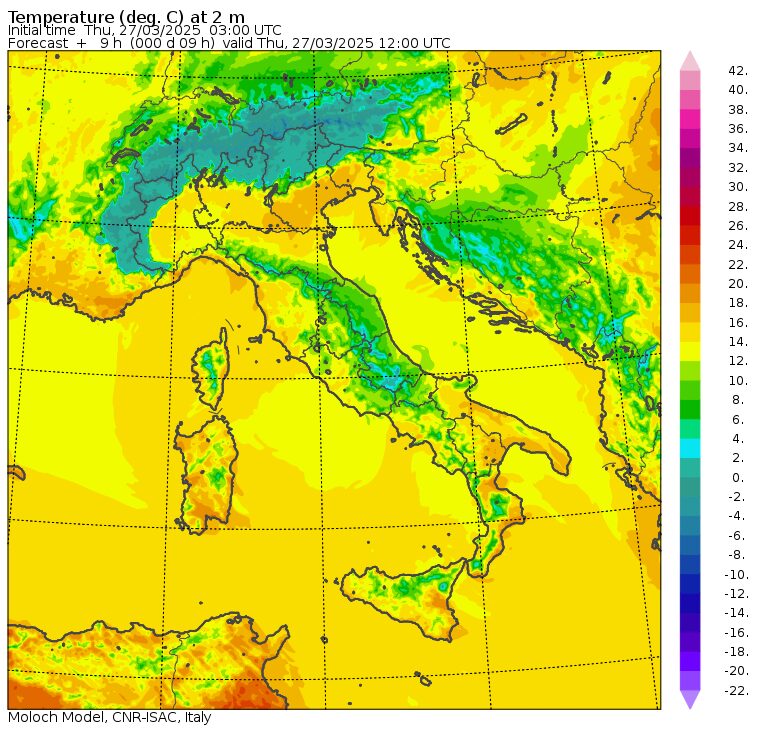 temperature massime 27 marzo