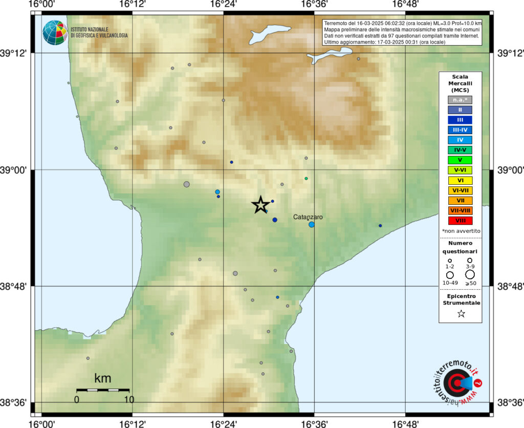 terremoto catanzaro magnitudo 3 calabria