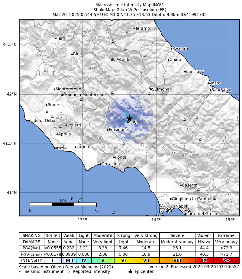 terremoto oggi frosinone sora pescosolido