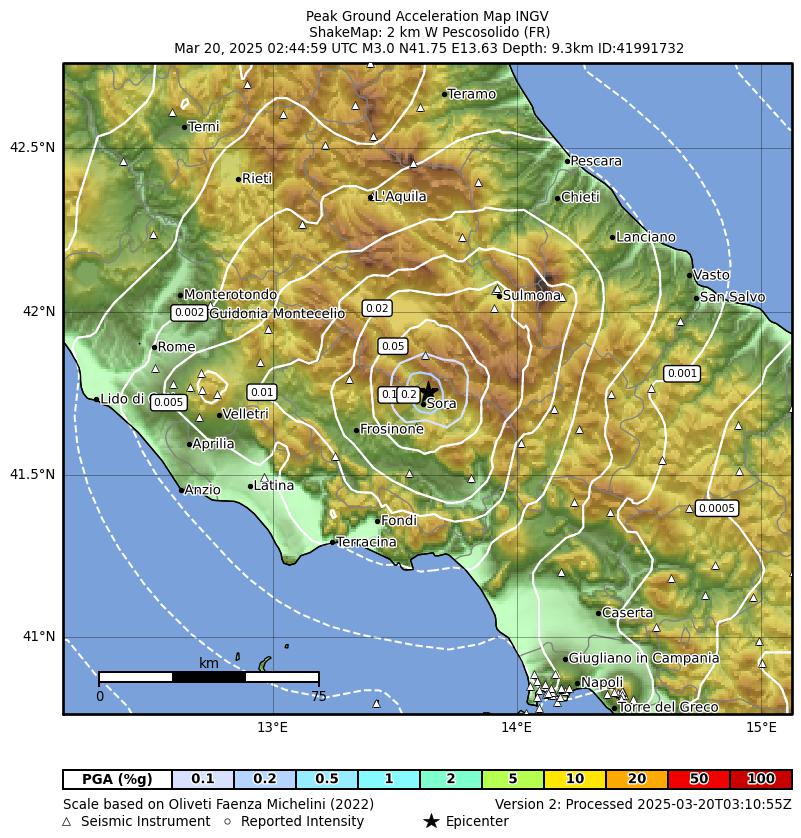 terremoto oggi frosinone sora pescosolido
