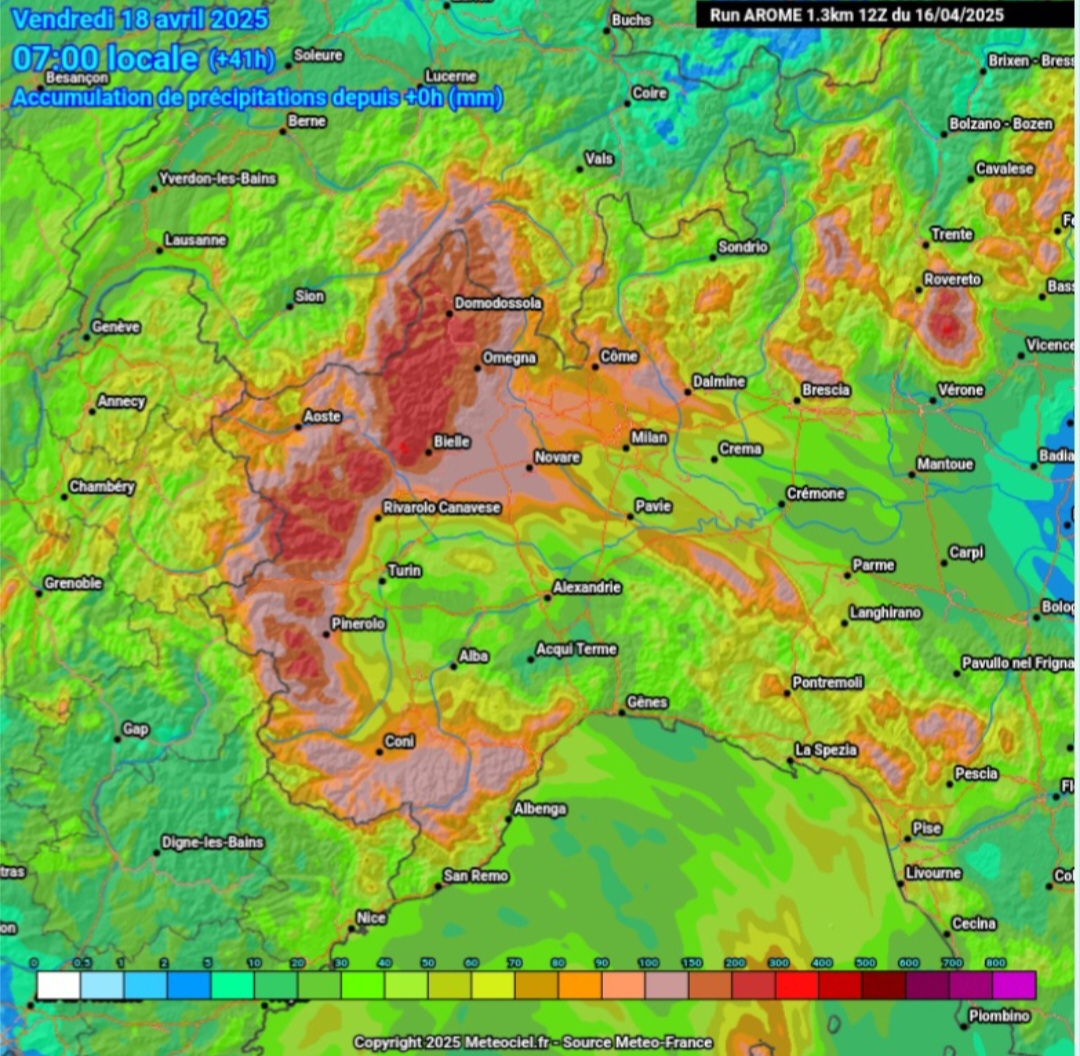 Accumuli pluviometrici Piemonte 