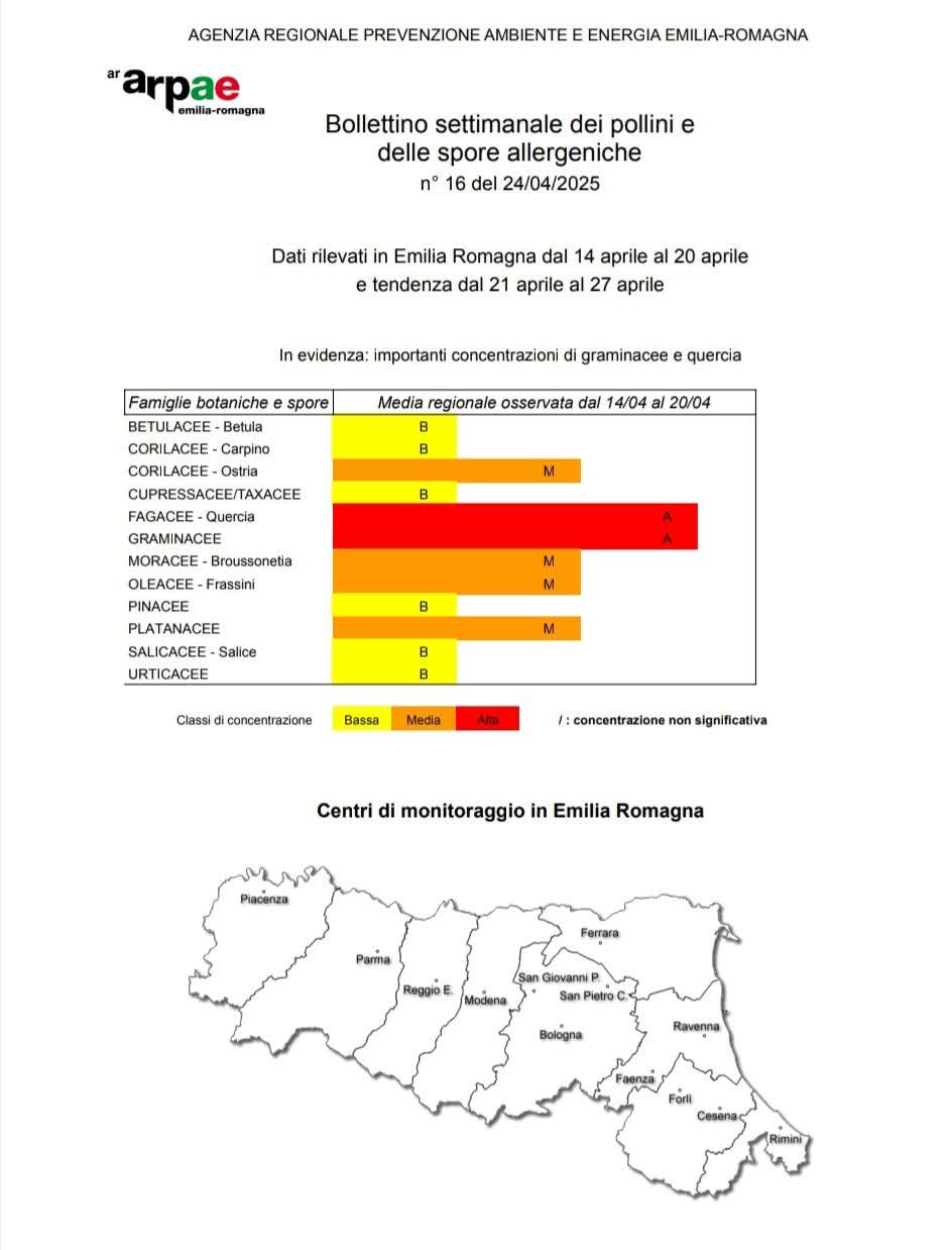 Allerta pollini Emilia-Romagna