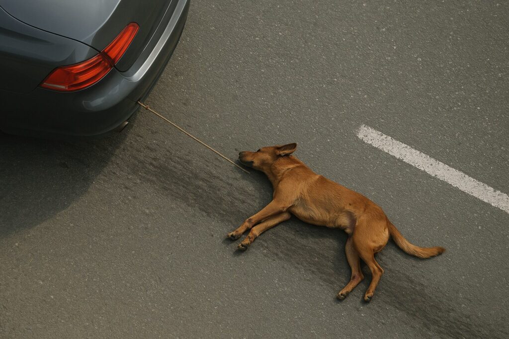 Cane trascinato auto