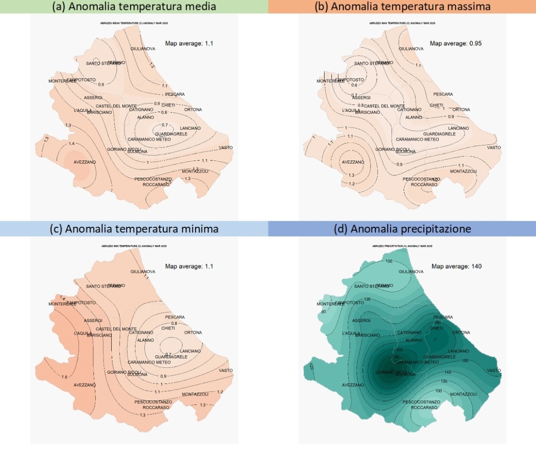 Dati climatici Abruzzi marzo 2025