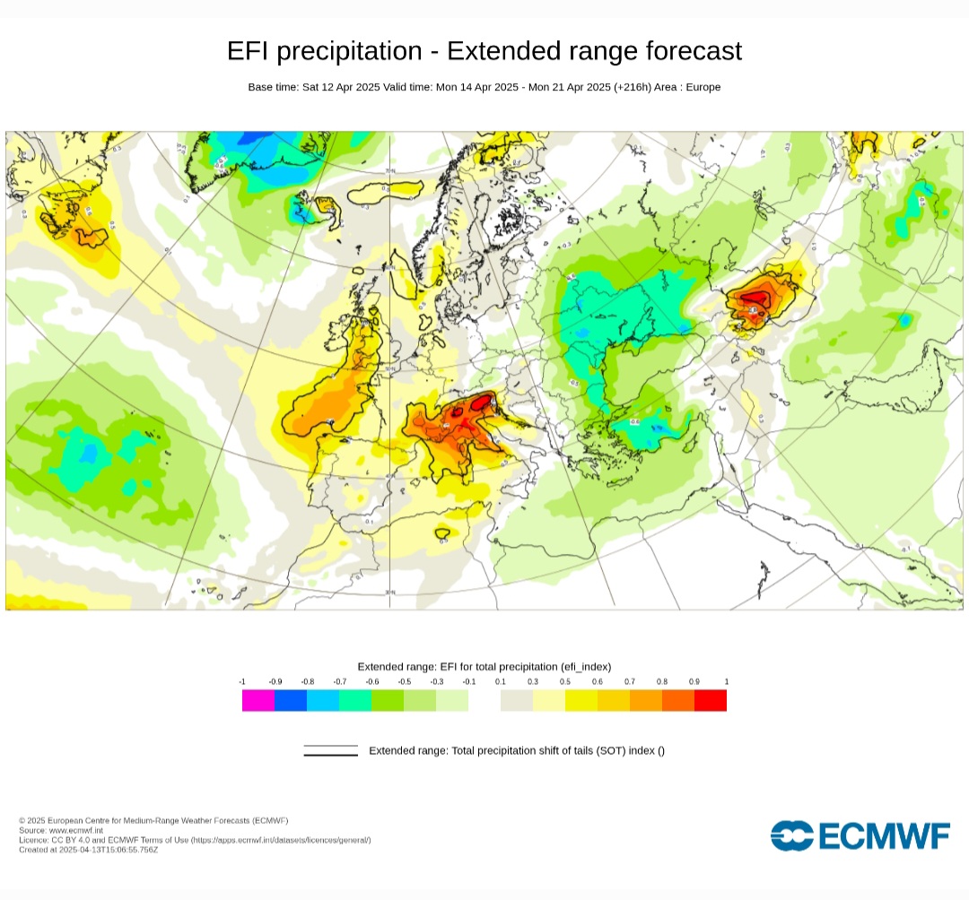 Efi precipitazioni 14-16 aprile