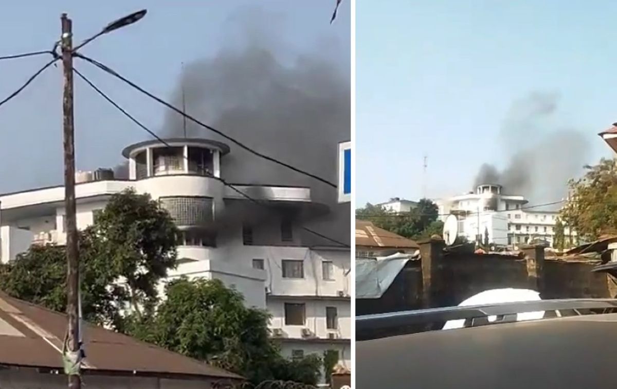 Scoppia un incendio nel palazzo presidenziale a Freetown: a fuoco terzo e quarto piano della State House | VIDEO