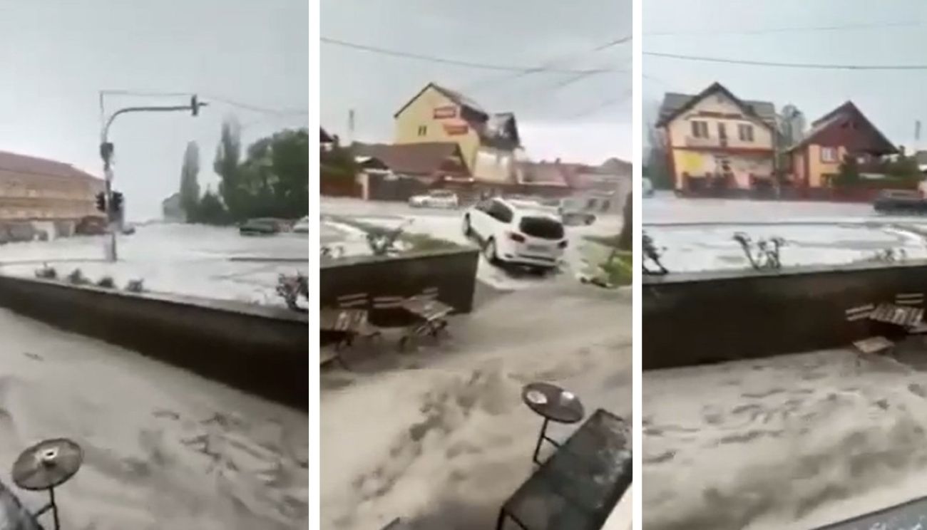 Maltempo Romania, violente alluvioni e grandinate a Râșnov: ingenti danni a veicoli e coltivazioni agricole | VIDEO