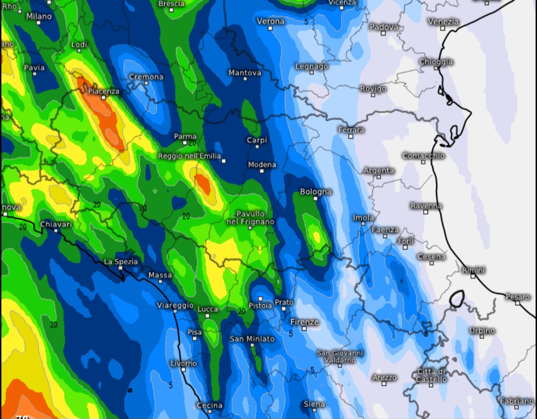 Precipitazioni Emilia Romagna 16-17 aprile