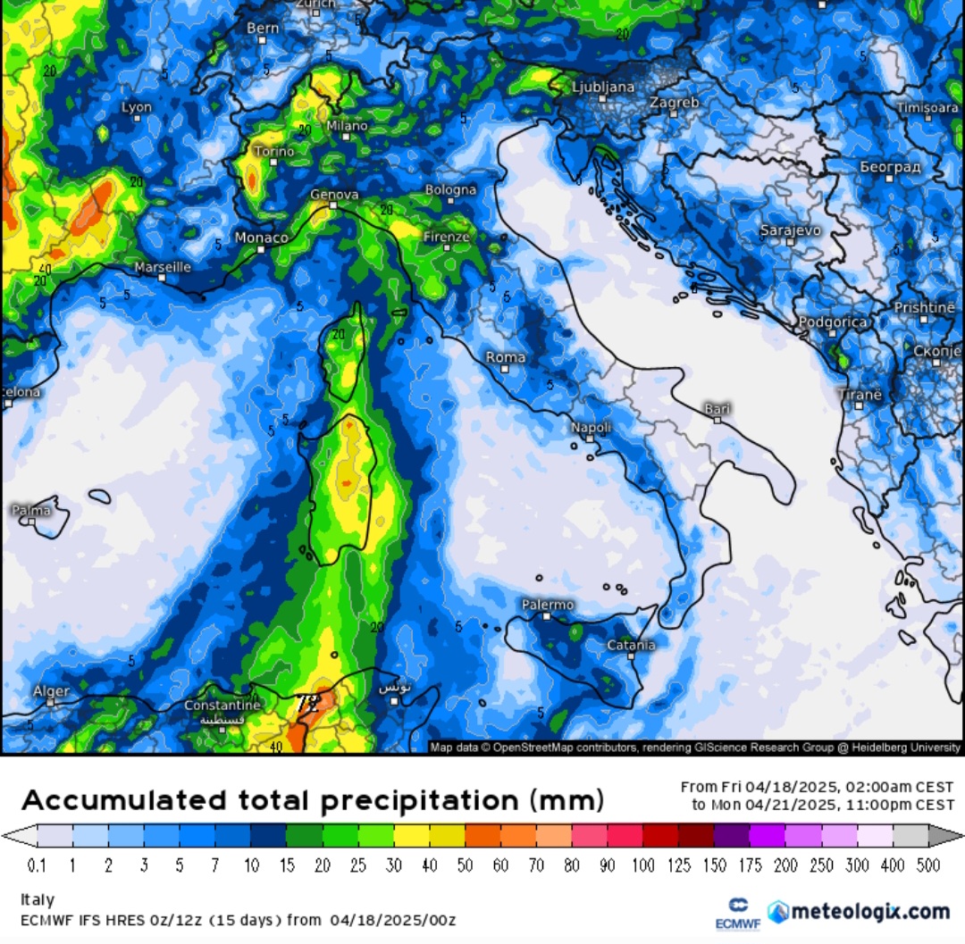 Precipitazioni Pasqua e Pasquetta 