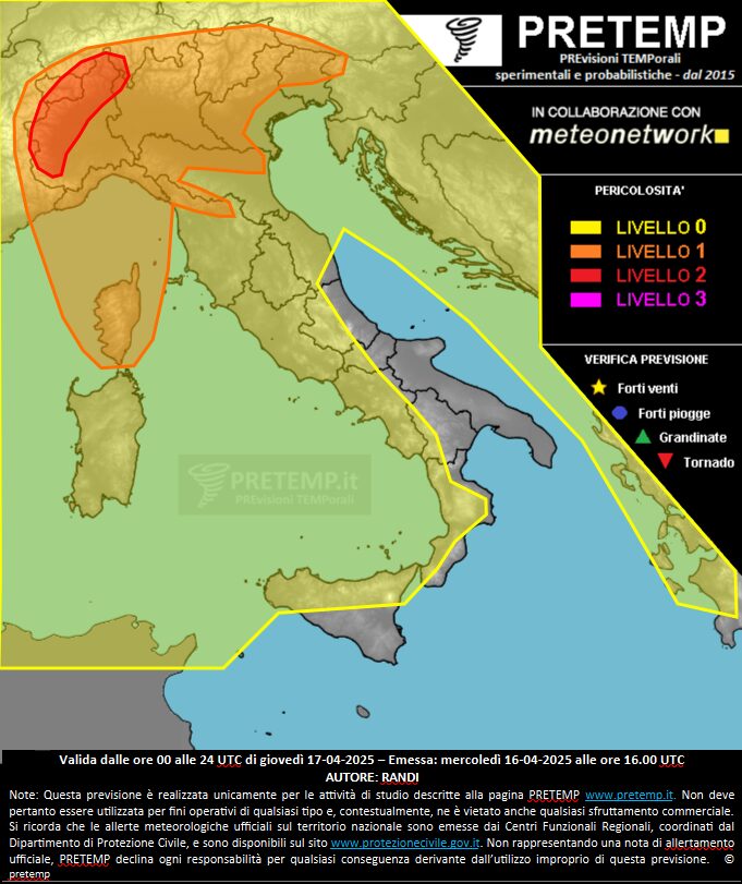 allerta meteo 17 aprile 2025