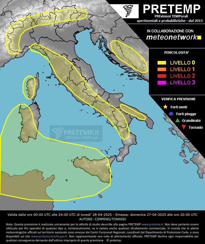 allerta meteo 28 aprile 2025