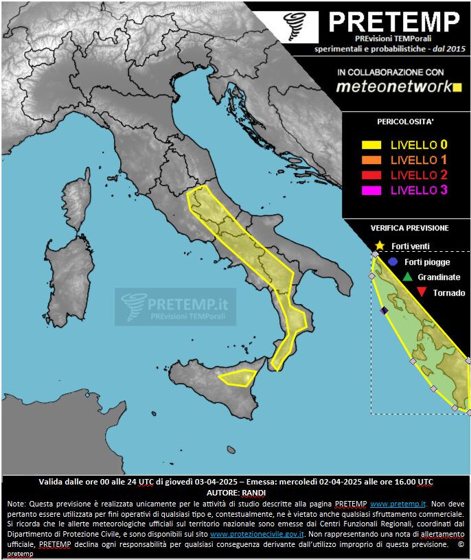 allerta meteo 3 aprile 2025