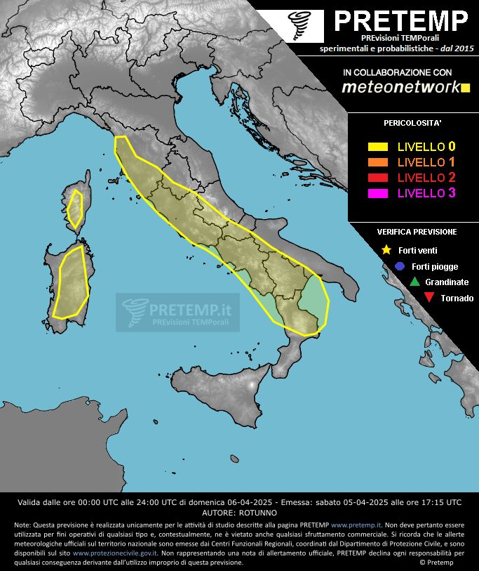 allerta meteo domenica 6 aprile 2025
