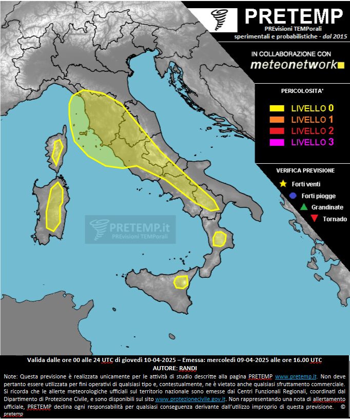 allerta meteo oggi 10 aprile 2025