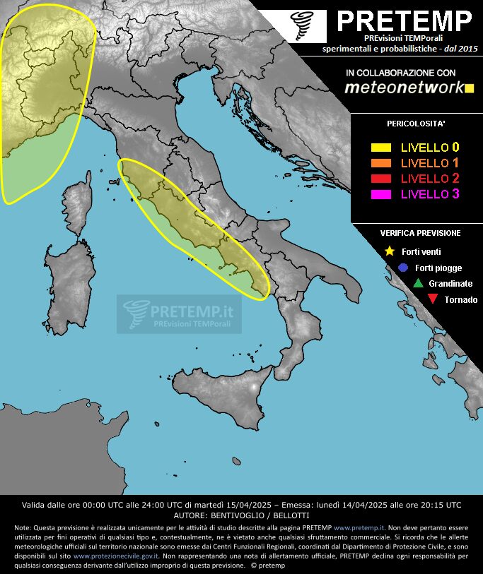 allerta meteo oggi 15 aprile