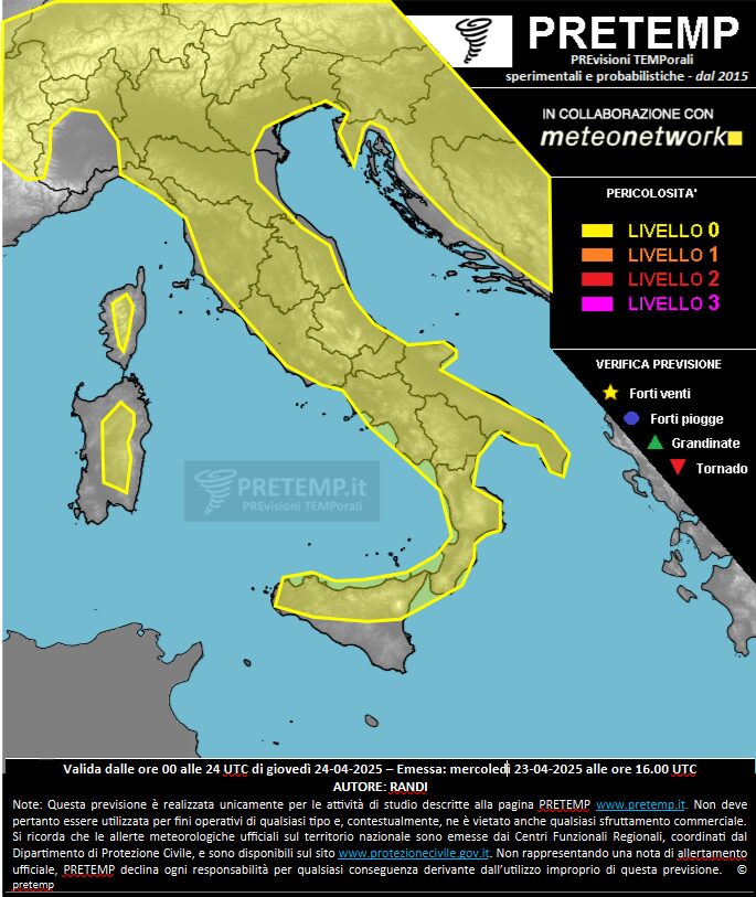 allerta meteo oggi 24 aprile