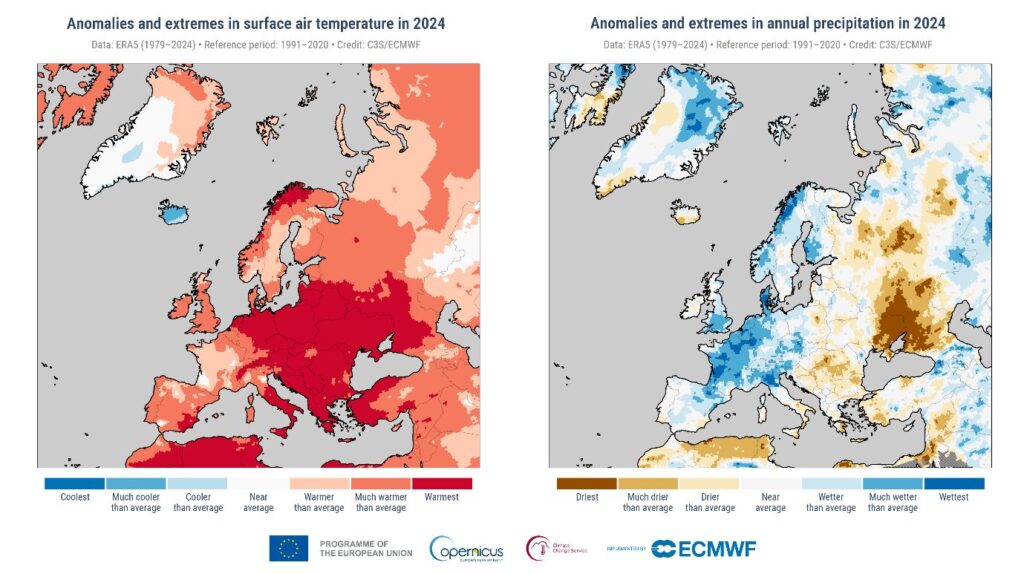 anomalie temperatura precipitazioni europa 2024