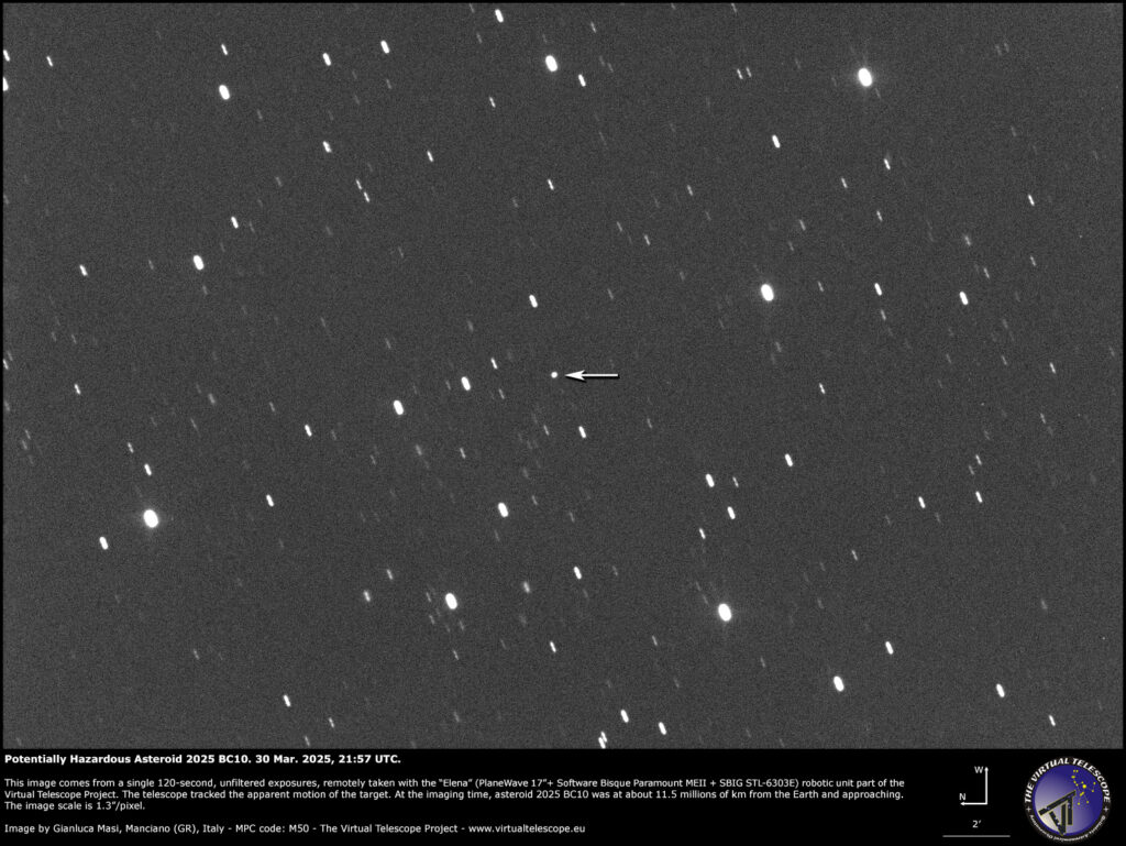 asteroide 2025 bc10 masi oggi