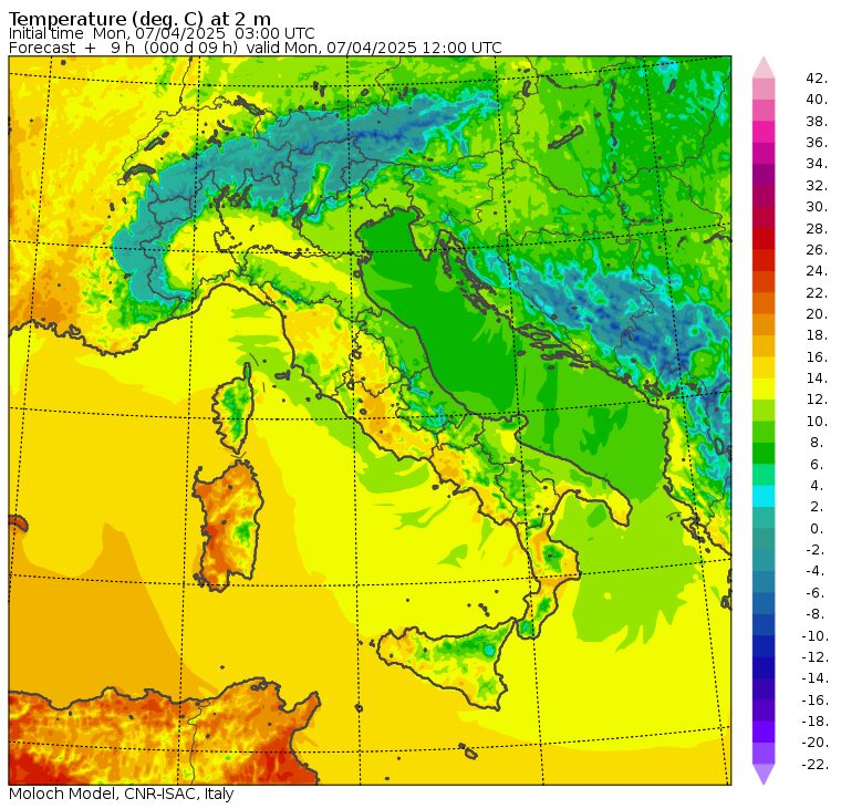 temperature massime 7 aprile