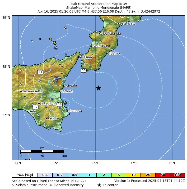 terremoto oggi calabria sicilia ionio