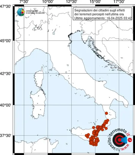 terremoto oggi calabria sicilia segnalazioni INGV