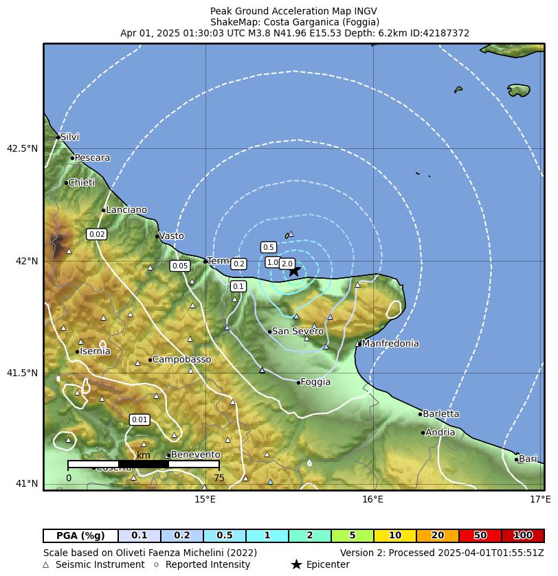 terremoto puglia gargano oggi
