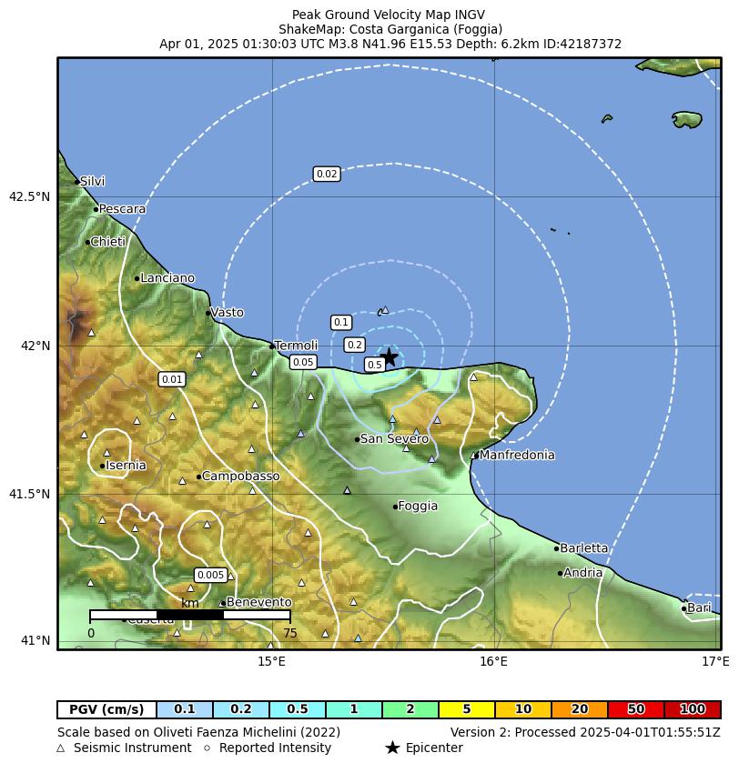 terremoto puglia gargano oggi
