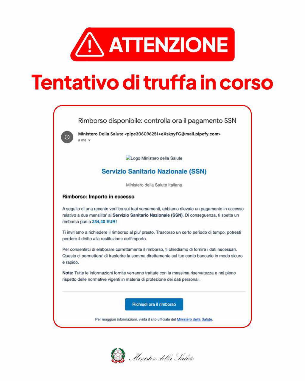 truffa ministero salute