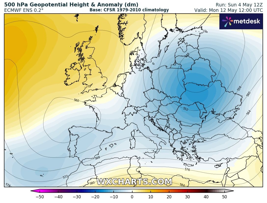 Anomalie 500 hPa maggio