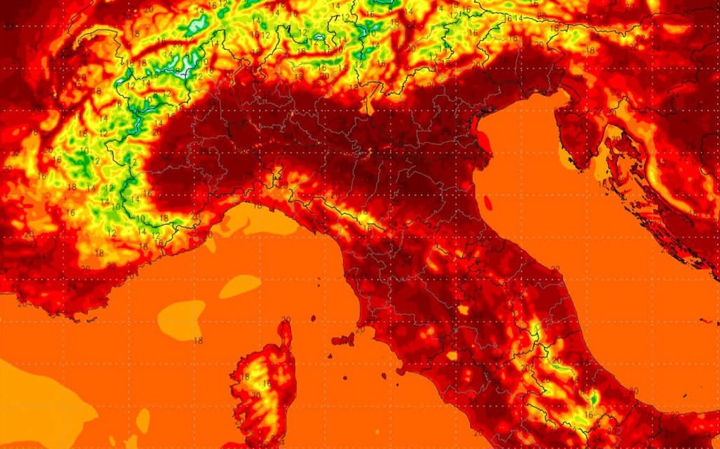 Caldo record Pianura Padana