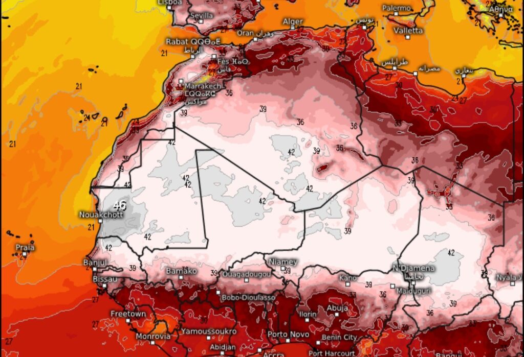 Caldo Spagna nord Africa