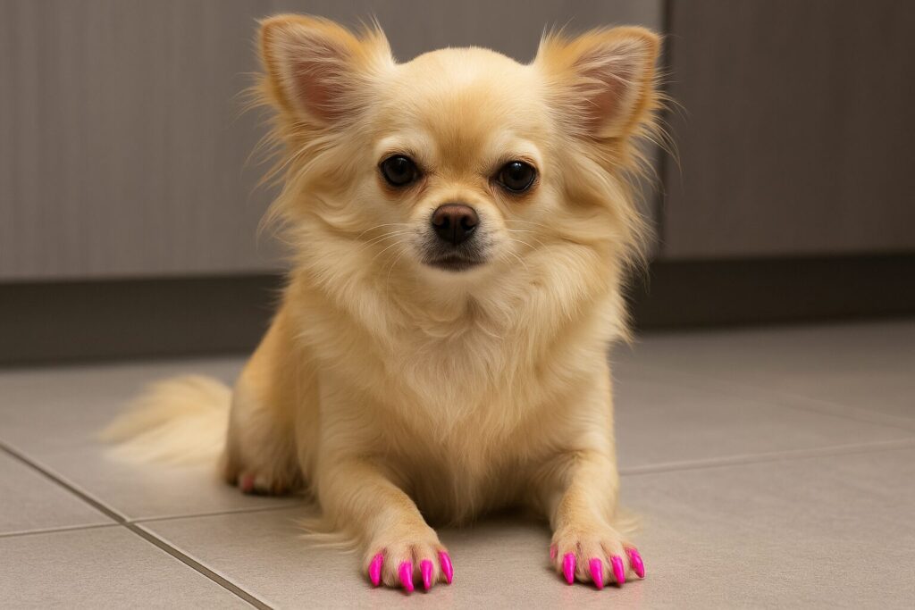 Cane unghie colorate