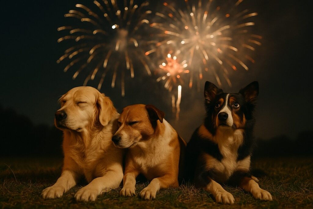 Cani fuochi artificio