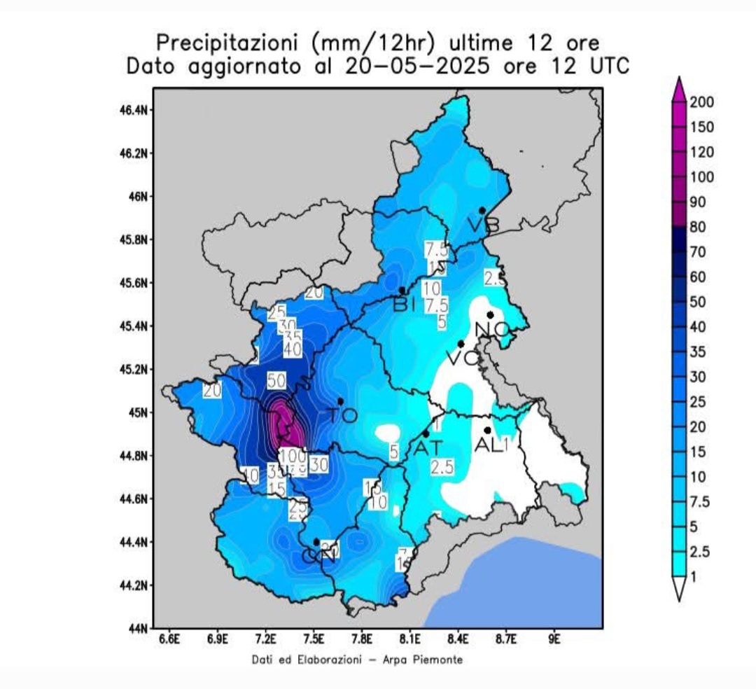 Dati Arpa Piemonte 20 maggio