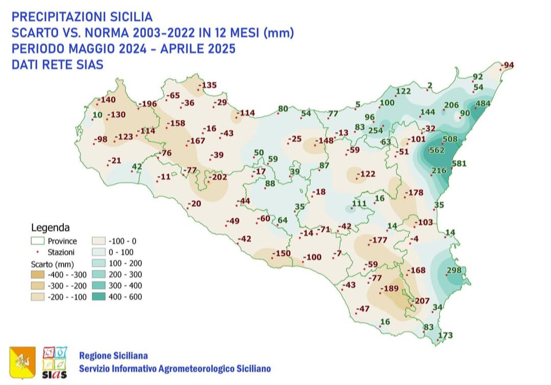 Scarto Vs norma pioggia in 12 mesi