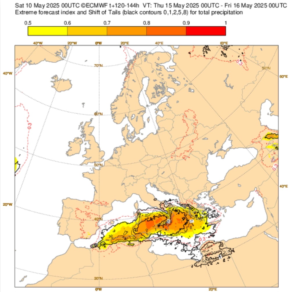 Efi ECMWF 16 maggio