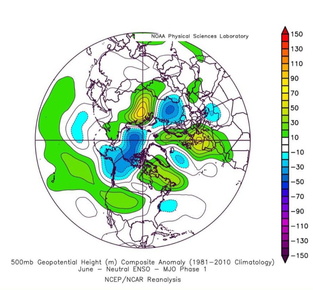 Geopotenziali 500 hPa giugno 2025