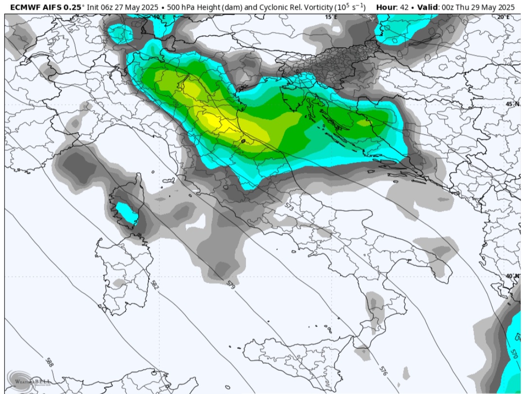 Goccia fredda giovedì 29 nord Italia 