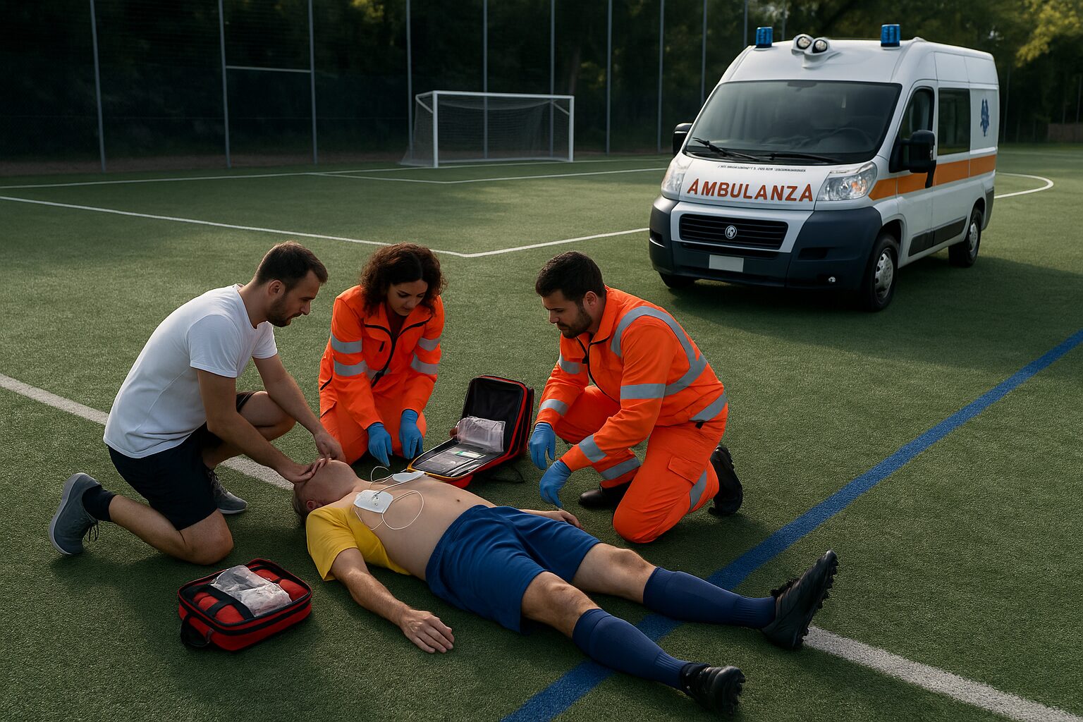 Malore in campo durante una partita di calcetto: intervento lampo del 118