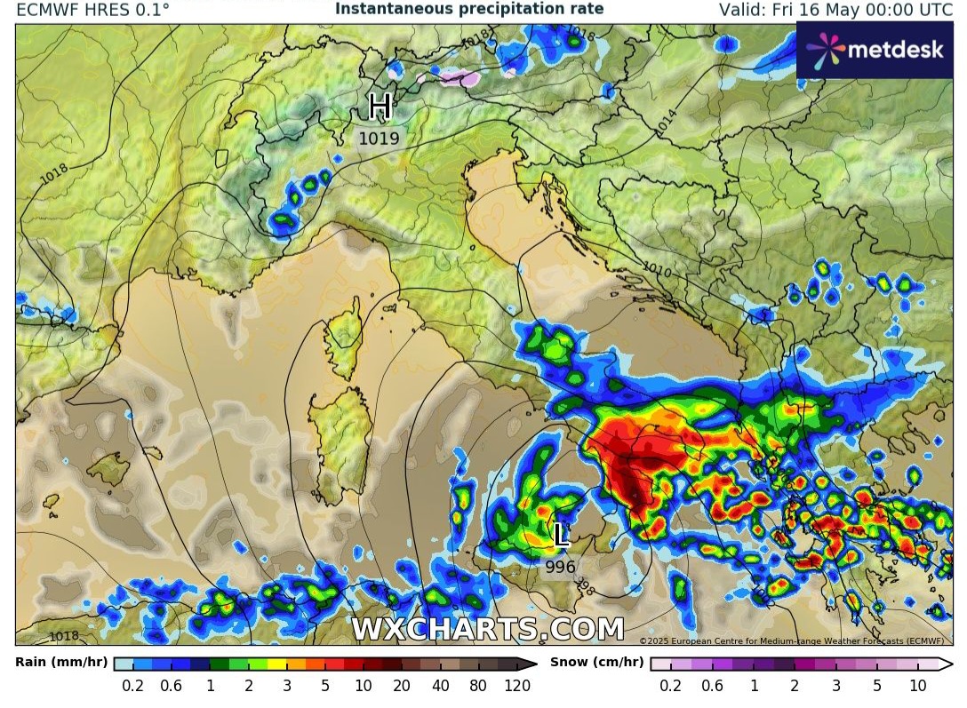 Medicane sud Italia precipitazioni