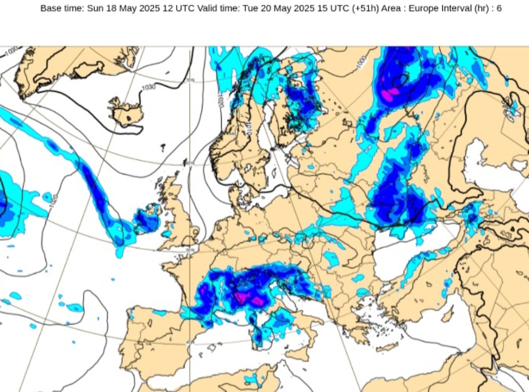 Piogge Italia 20 maggio