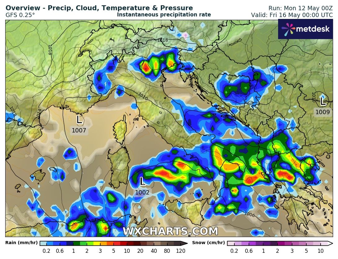 Precipitazioni Sud Italia 15-16 maggio