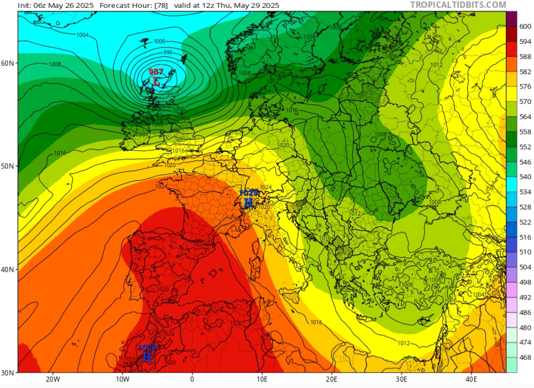 Situazione meteo Spagna fine maggio 