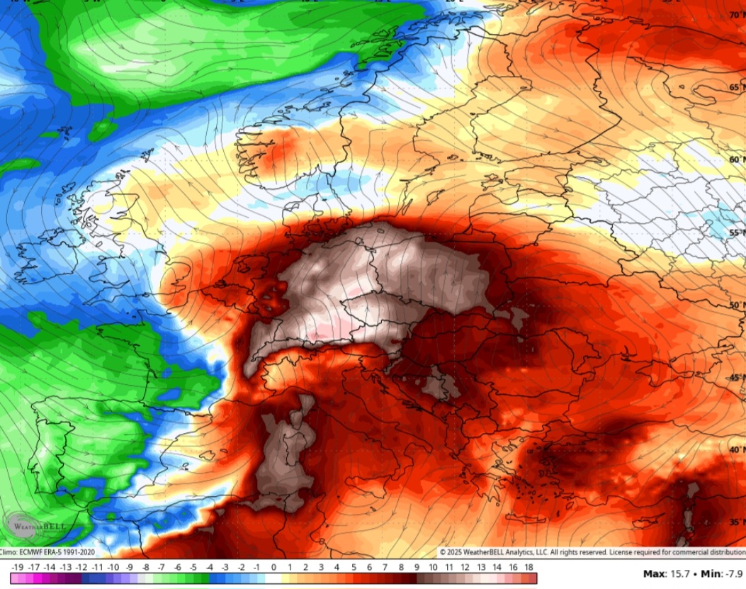 Temperature 850 hPa anticiclone africano