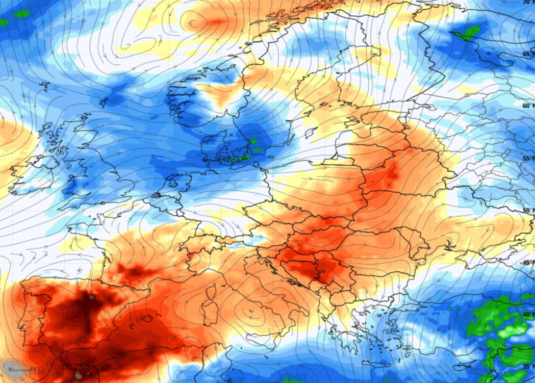 Temperature 850 hPa anticiclone delle Azzorre