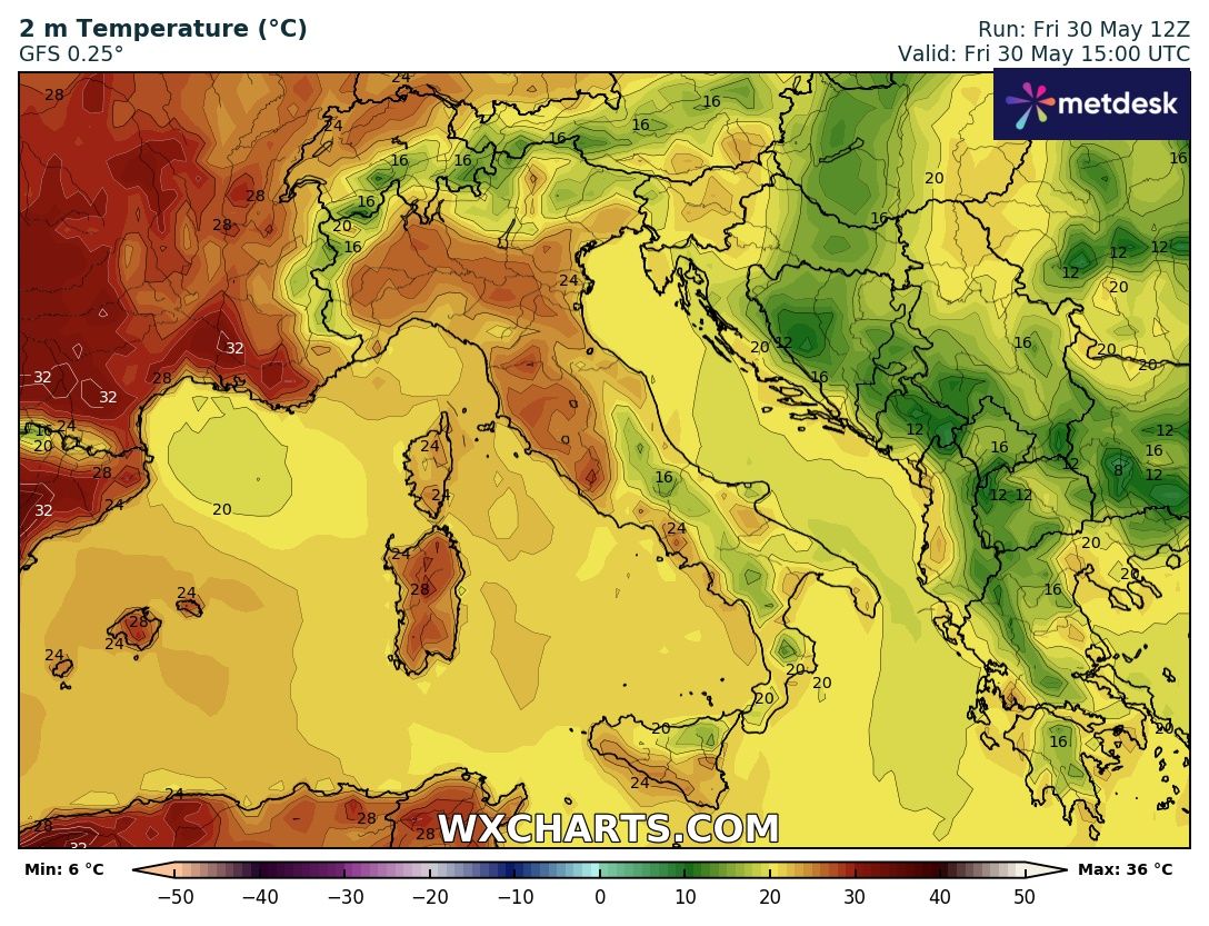 Temperature massime a 2 metri