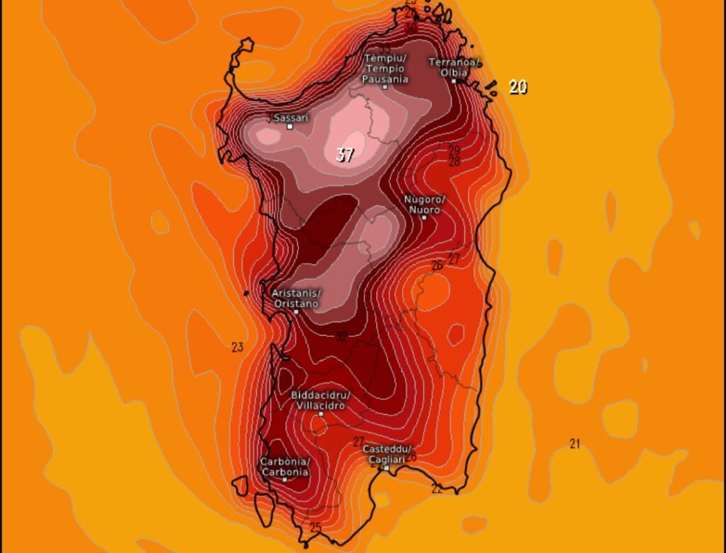 Temperature massime Sardegna 31 maggio