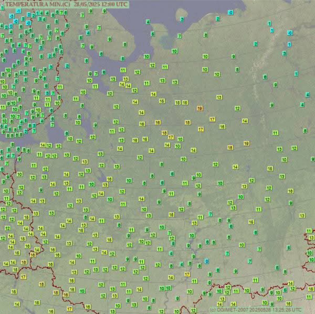 Temperature minime Russia 29 maggio